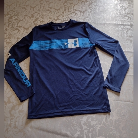 Under Armour Boys Navy Heat-Gear Long Sleeve - Picture 1 of 8